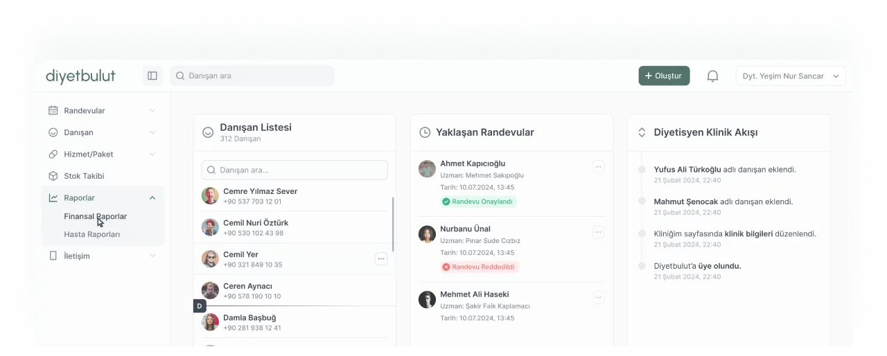 Diyetisyenler İçin Akıllı Danışan Takip Sistemi